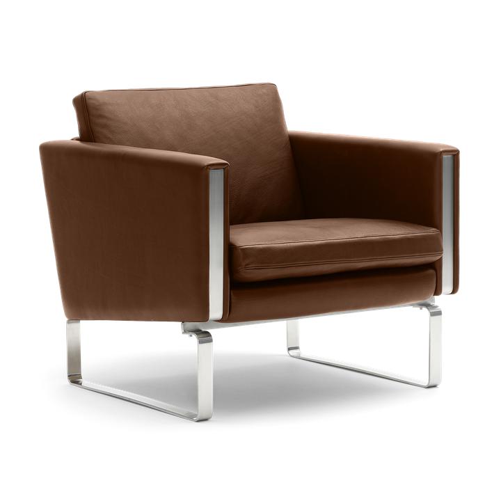 Carl Hansen CH101 Lounge stol, stål/ brunt läder