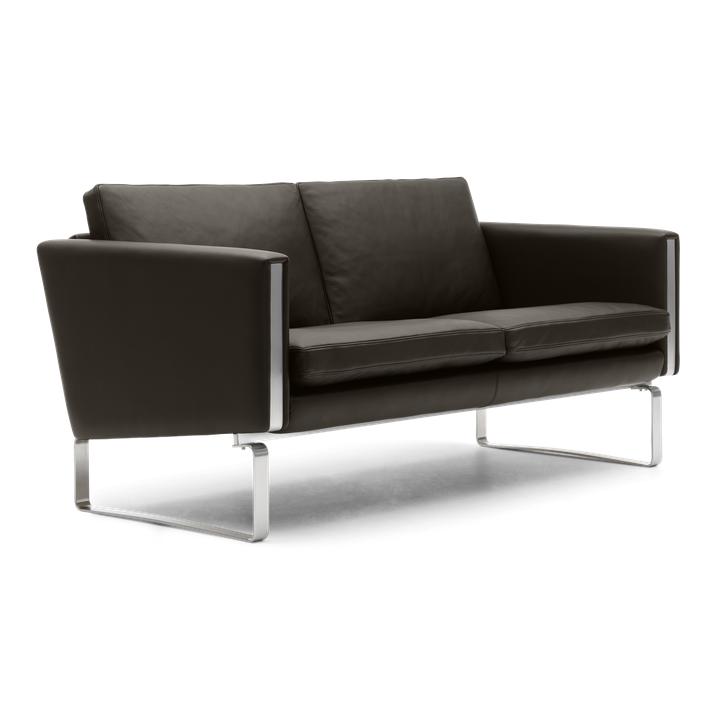 Carl Hansen CH102 soffa, stål/ mörkbrunt läder (Thor 306)