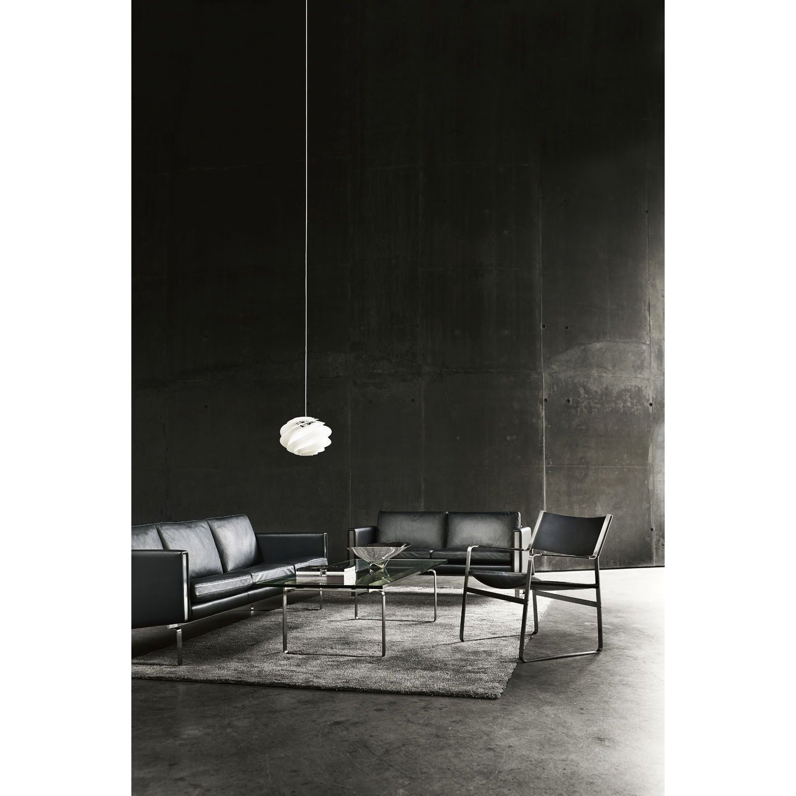 Carl Hansen CH102 soffa rostfritt stål, svart läder