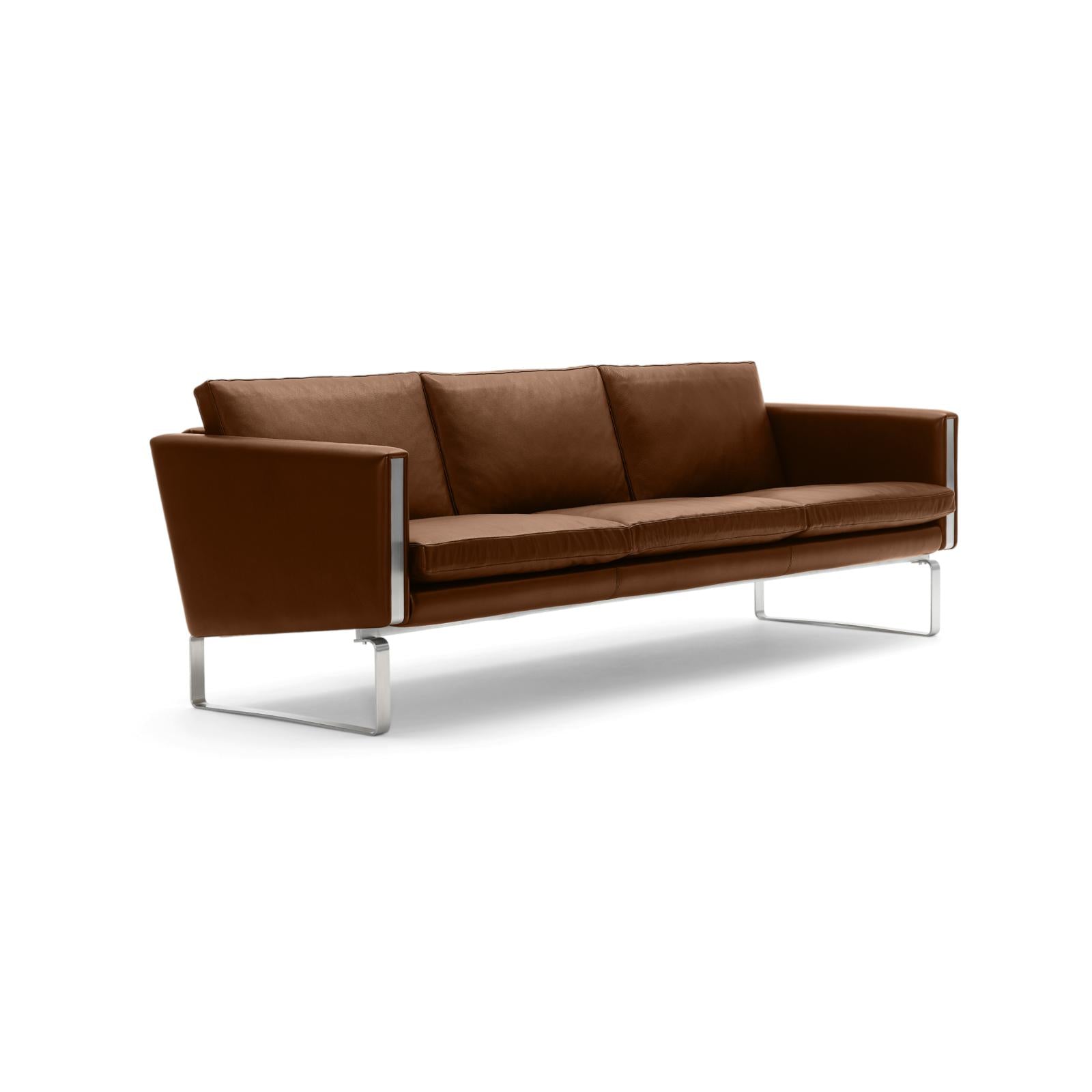 Carl Hansen CH103 soffa, stål/ brunt läder