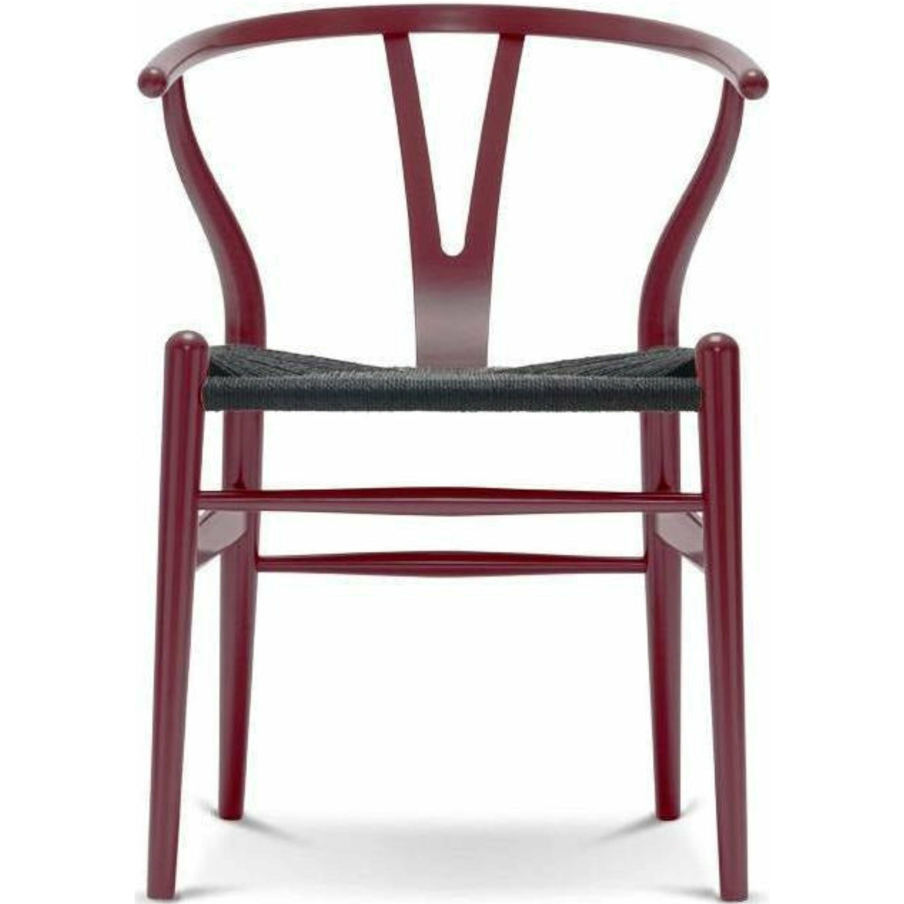 Carl Hansen CH24 Y-Chair Beech Berry Red, svart flätan