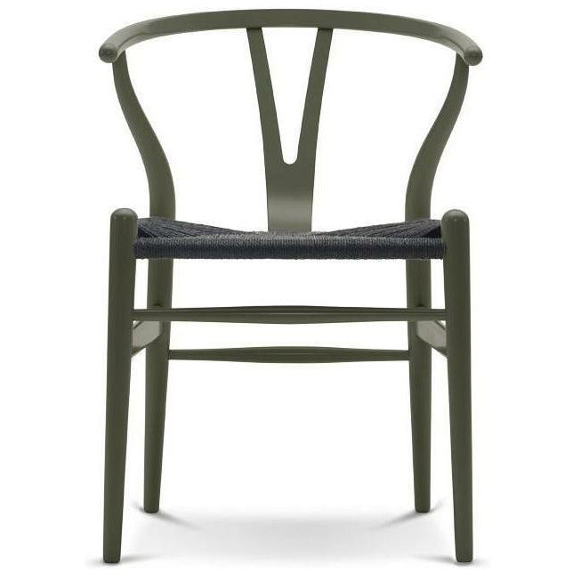 Carl Hansen CH24 Y-Chair Beech Olive Green, svart flätan