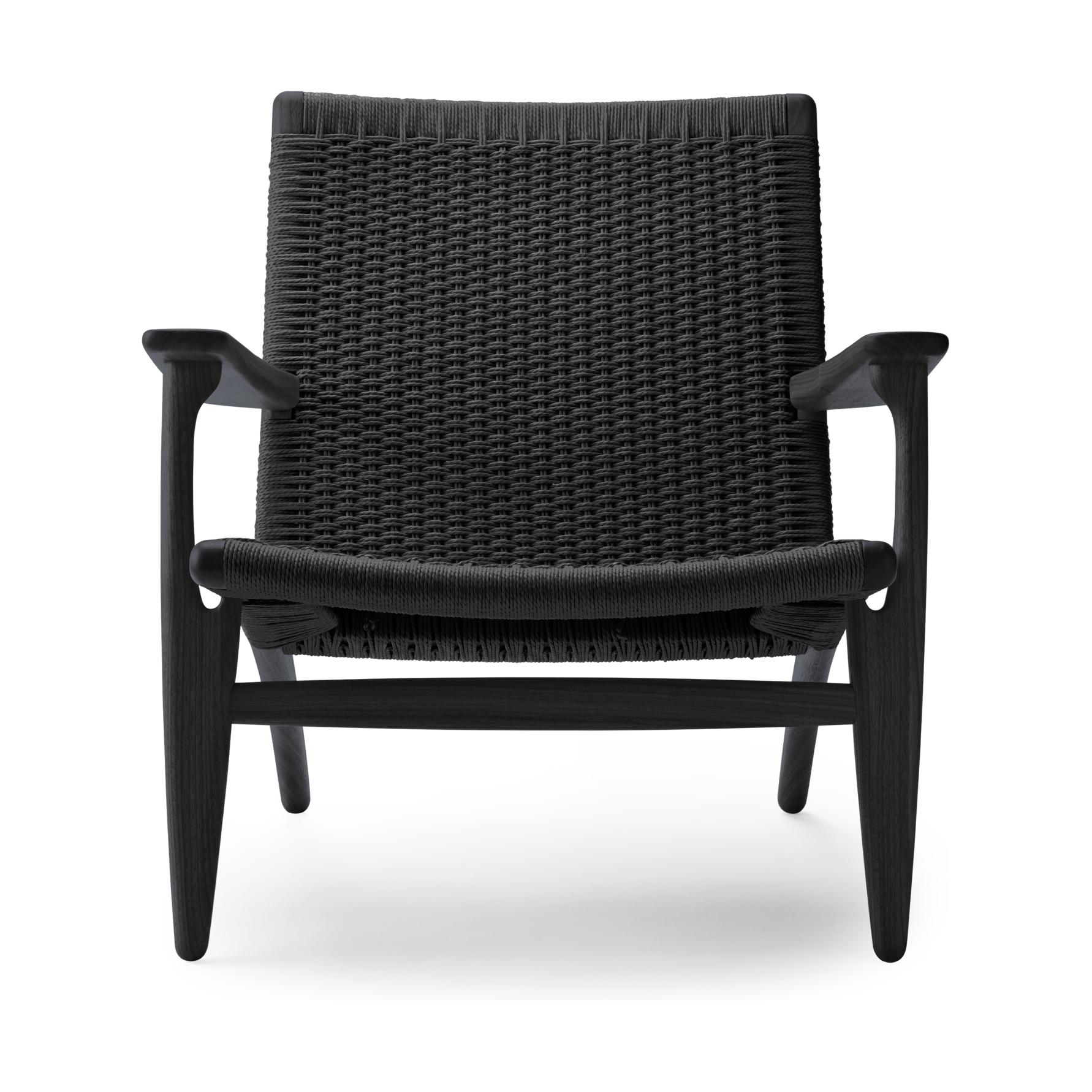 Carl Hansen CH25 Lounge stol svart målad ek, svart flätning