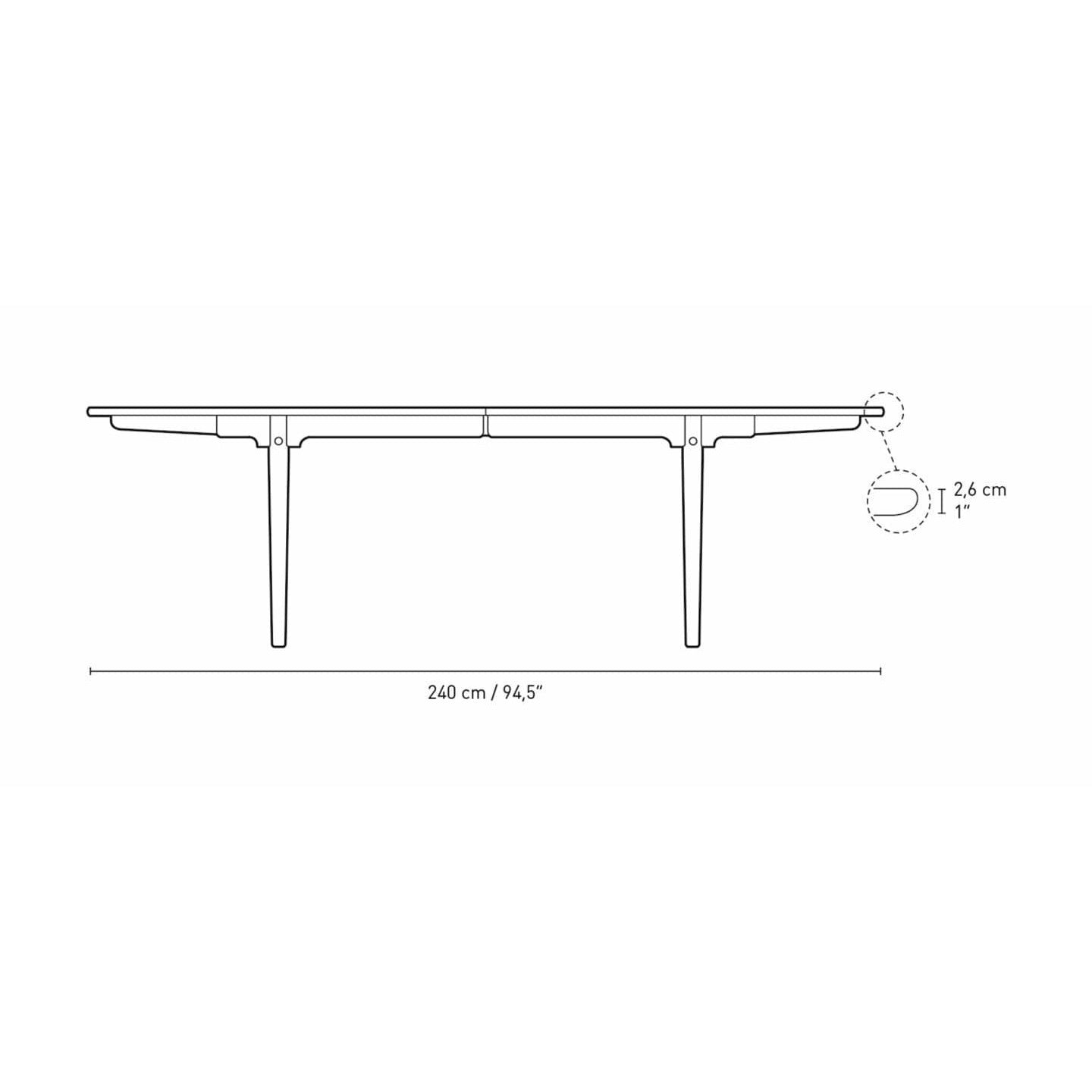 Carl Hansen CH339 matbord med dragning för 2 plattor, ekvål