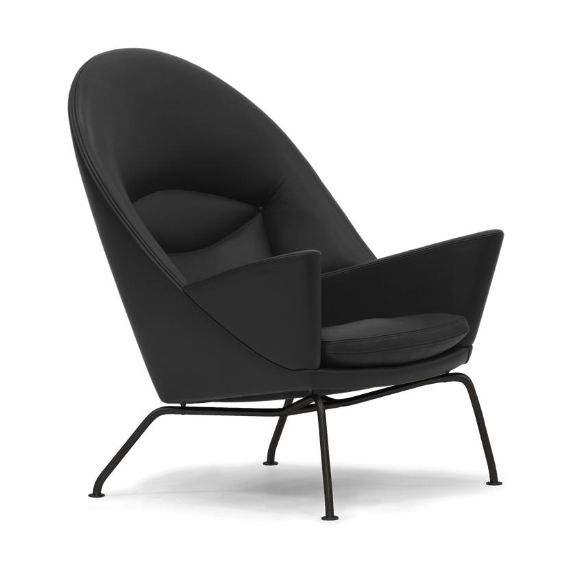 Carl Hansen CH468 Oculus stol, svart stål, svart läder