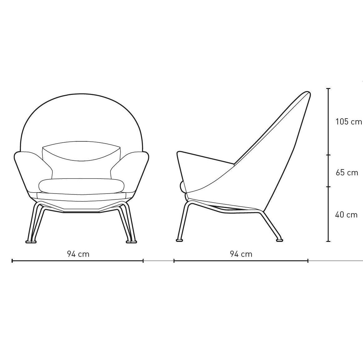Carl Hansen CH468 Oculus stol, rostfritt stål, svart läder