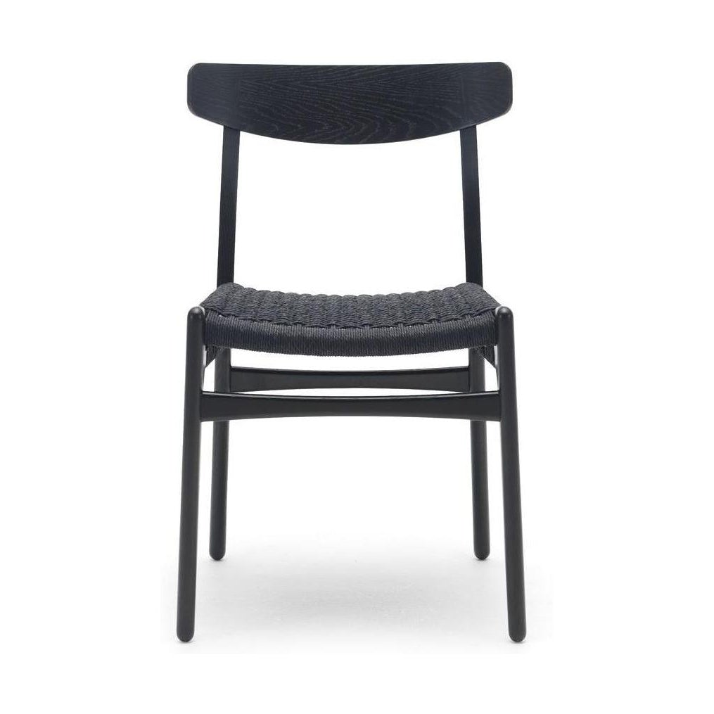 Carl Hansen CH23 -stol svart ek med svart fläta, svart ek rygg & plugg