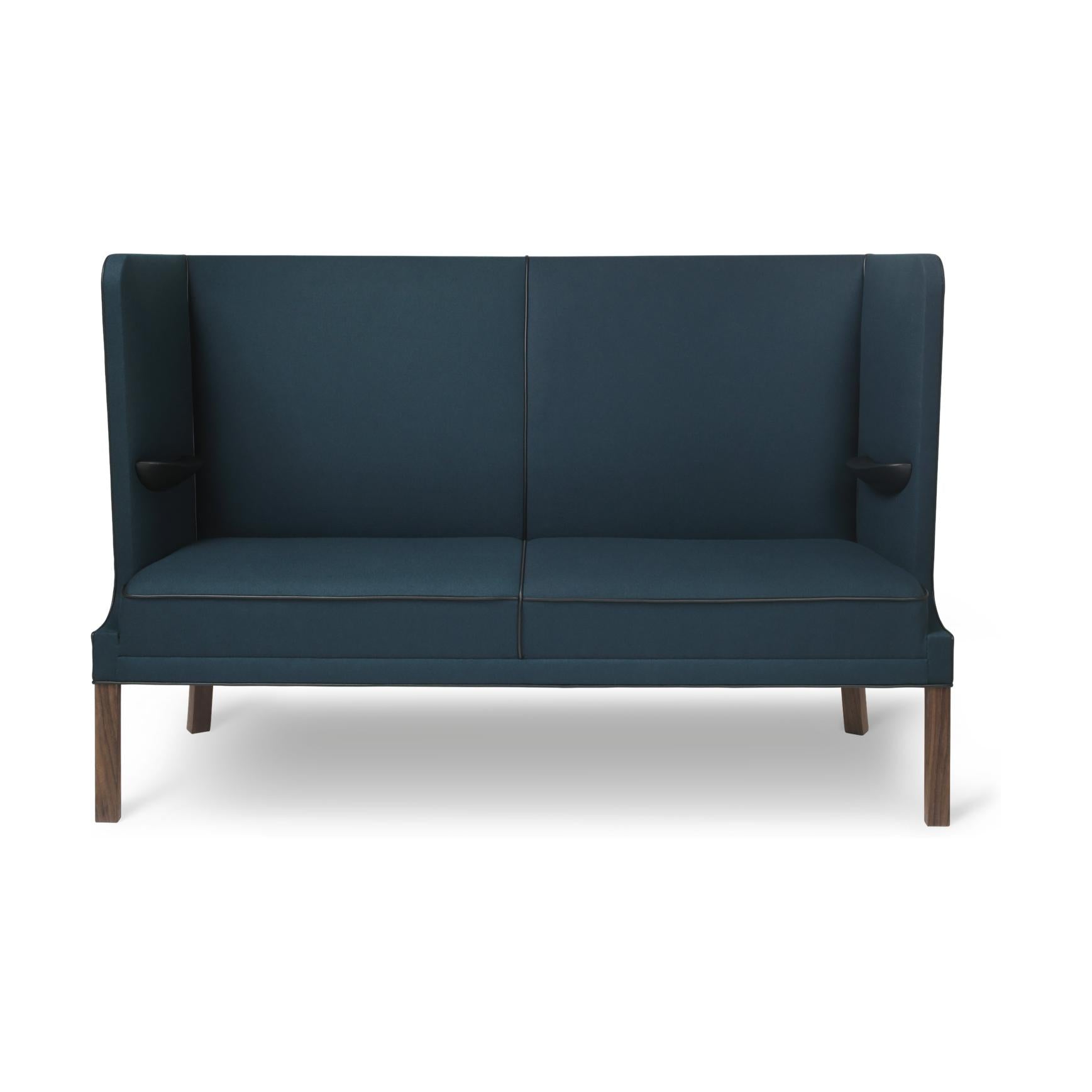 Carl Hansen FH436 Coupé soffa, oljad valnöt, blå tyg