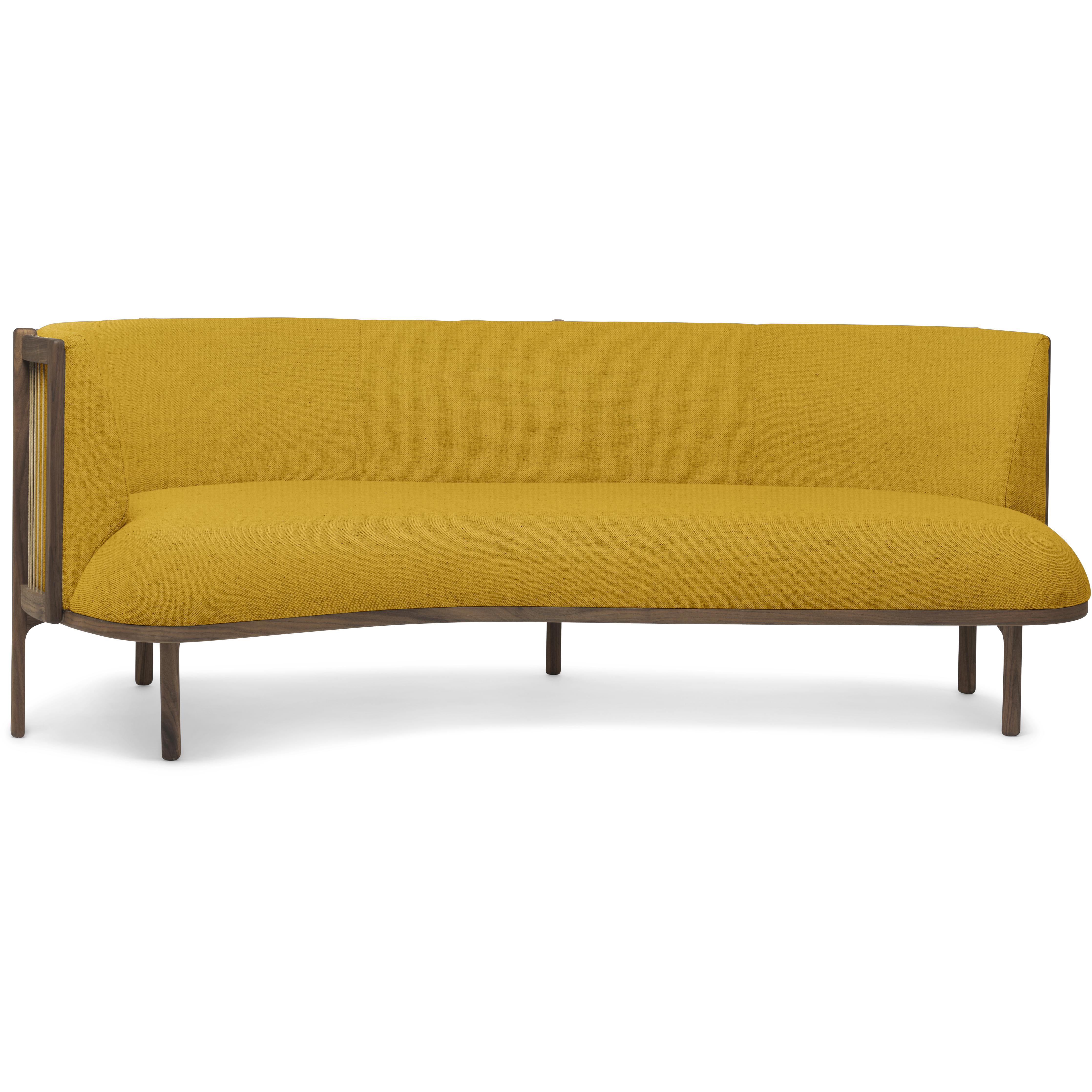 Carl Hansen RF1903-L Sideways 3-Persons soffa lämnade oljad valnöt/Hallingdal 457 Tyg, Yellow/Nature Brown