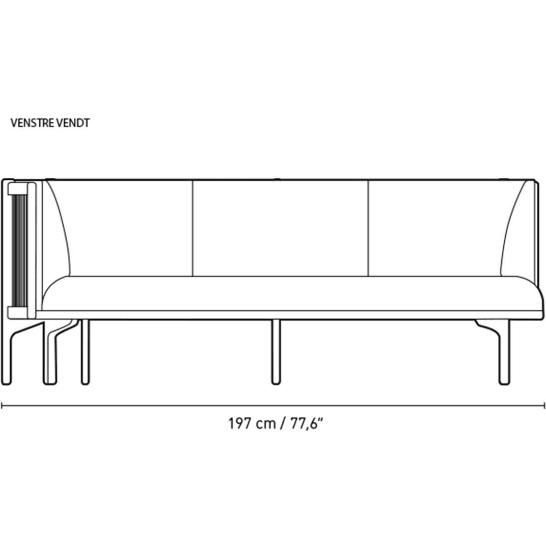 Carl Hansen RF1903-R i sidled 3-personers soffa höger t.ex. remixtyg, blått/svart