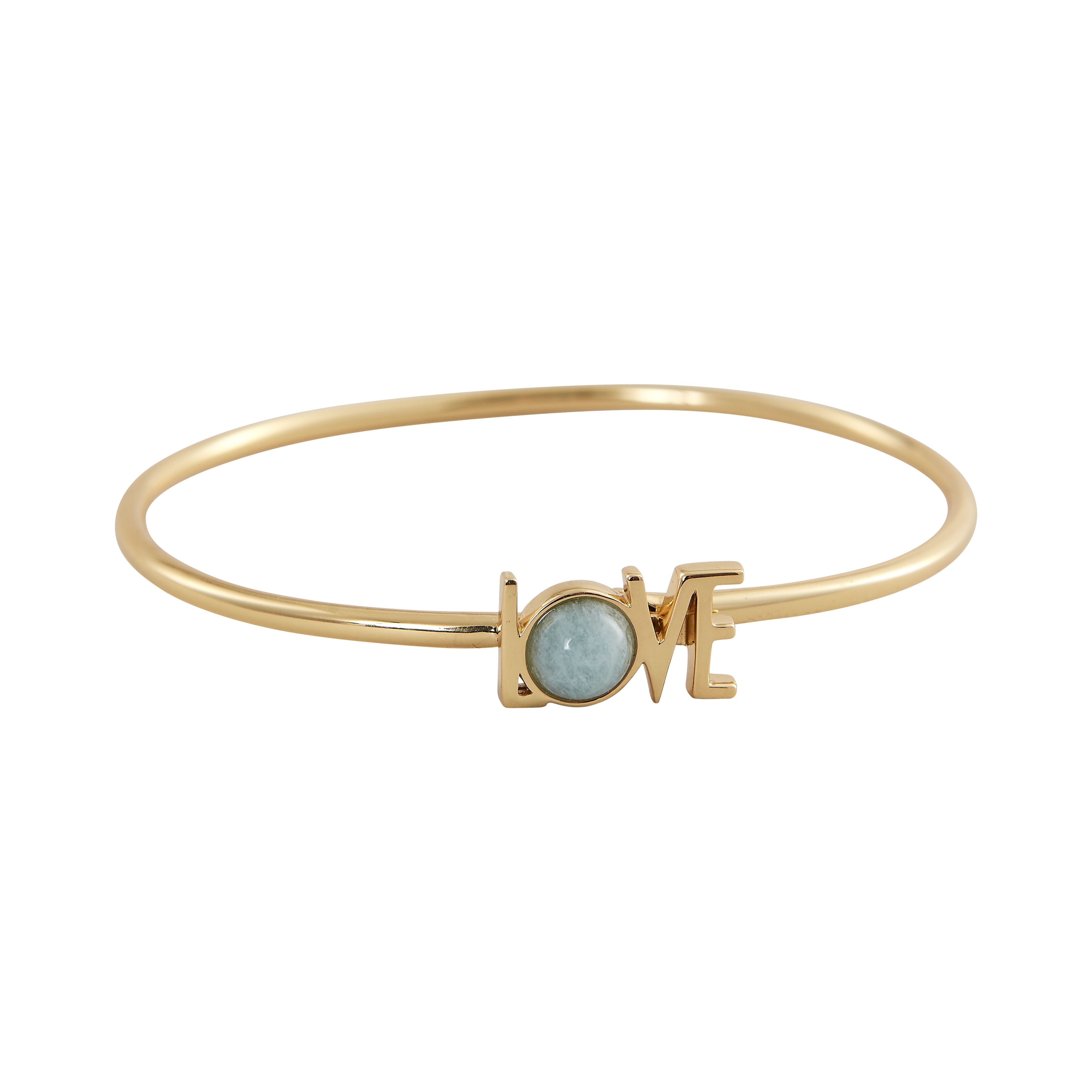 Design Letters Great Love Armband 18K Gold Plated, Aquamarine Blue