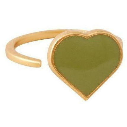 Design Letters Big Heart EmAll Ring 18K Gold Plated Silver, Crispy Green