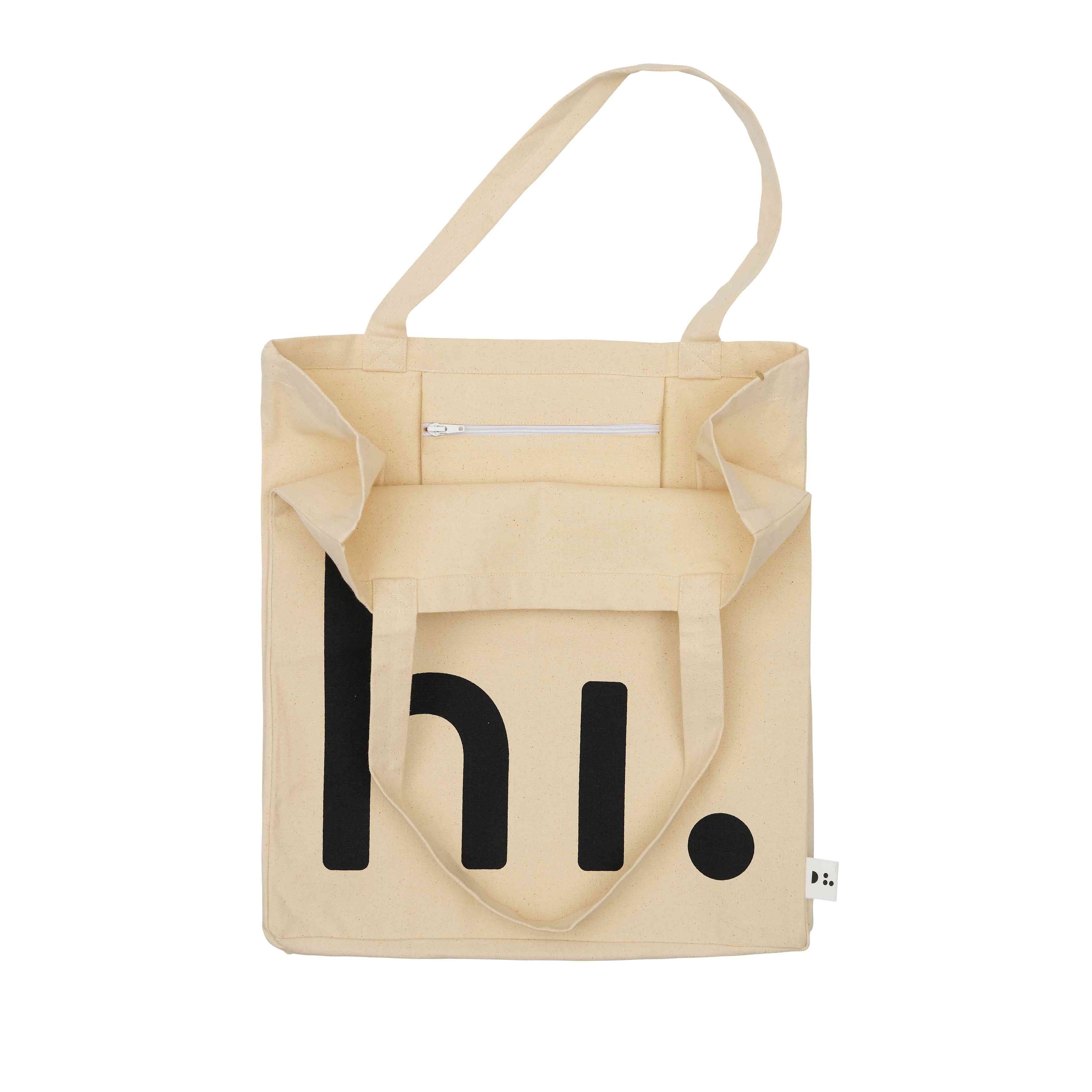 Design Letters Hi Travel Bag, Natural/Sort