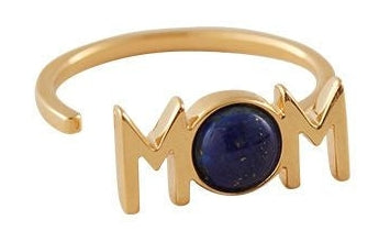 Design Letters Great Mom Ring 18K Gold County, Lapis Lazuli Blue