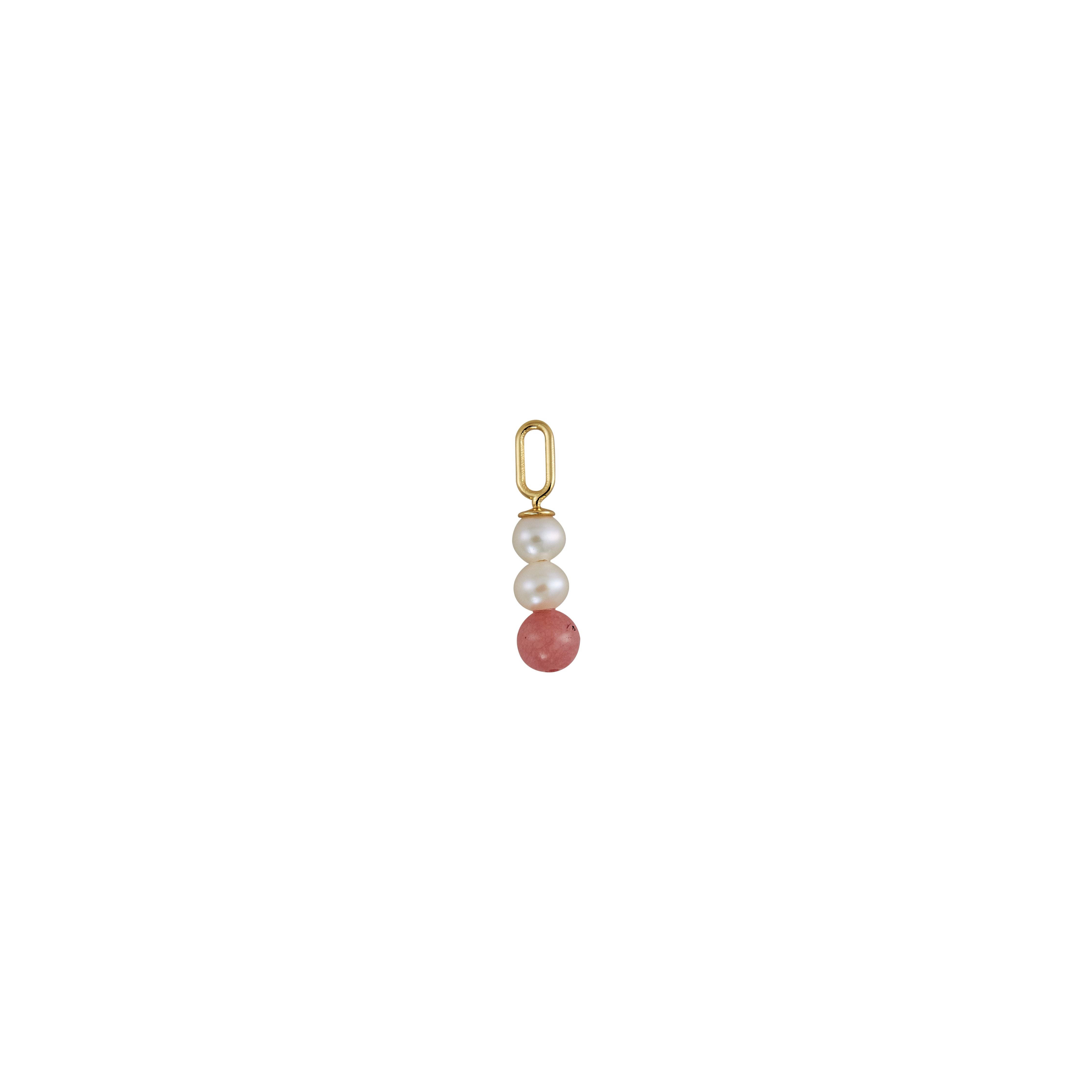 Design Letters Pearl Stick Charm 4 mm Penden Gold Stängt, Red Chritce