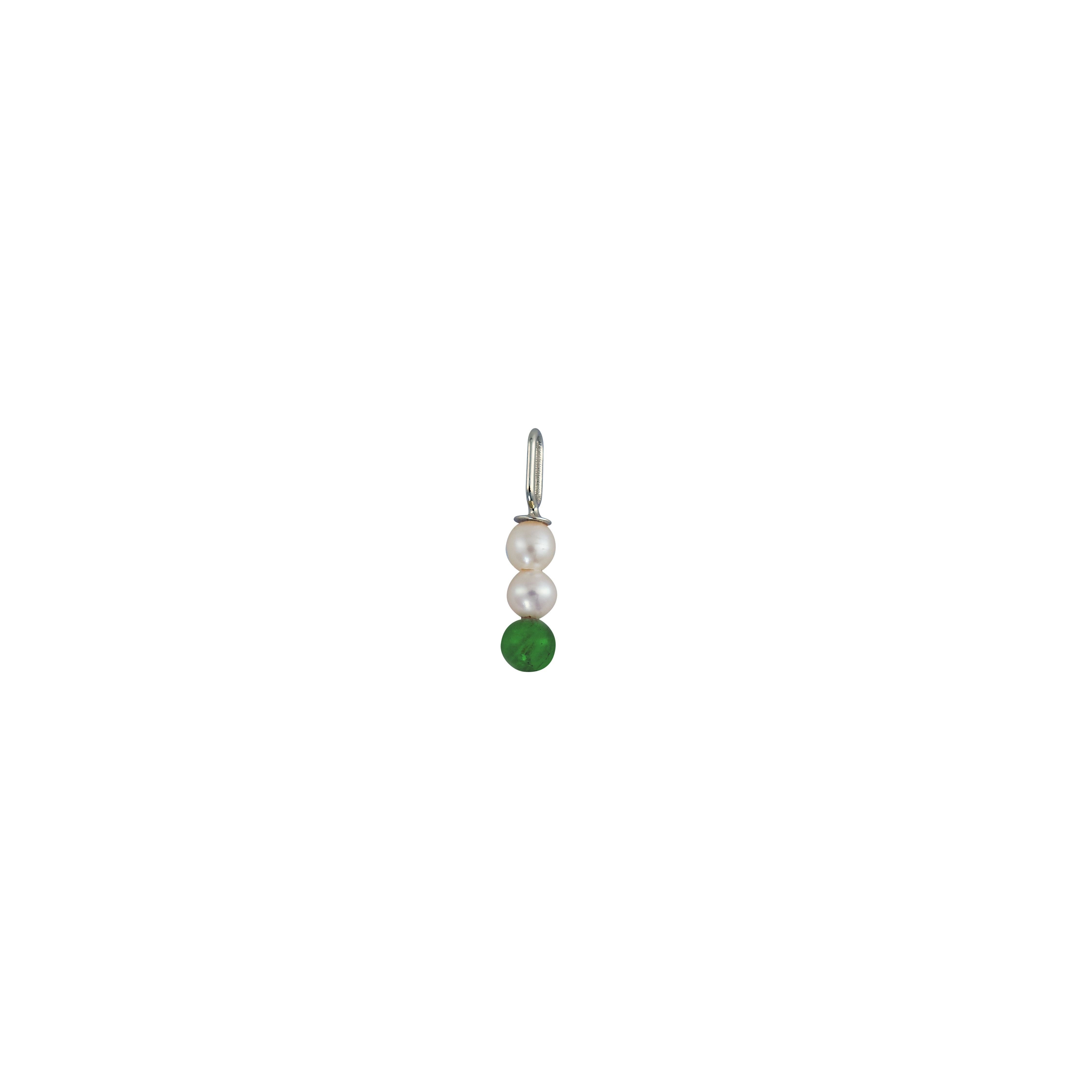 Design Letters Pearl Stick Charm 4 mm hängande silverpläterad, malakitgrön