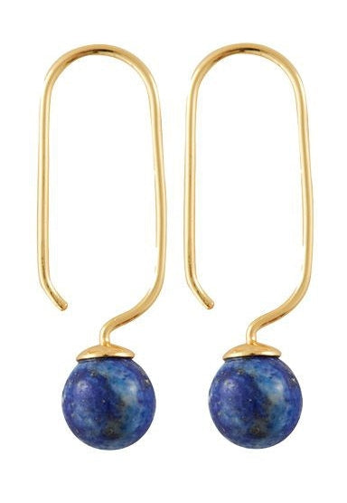 Design Letters Stone Drop Earring 2 st. 18k guldpläterad, lapis lazuli blå