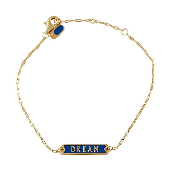 Design Letters Word Candy Armband Dream Messing Gold Cover, Kobal Blue
