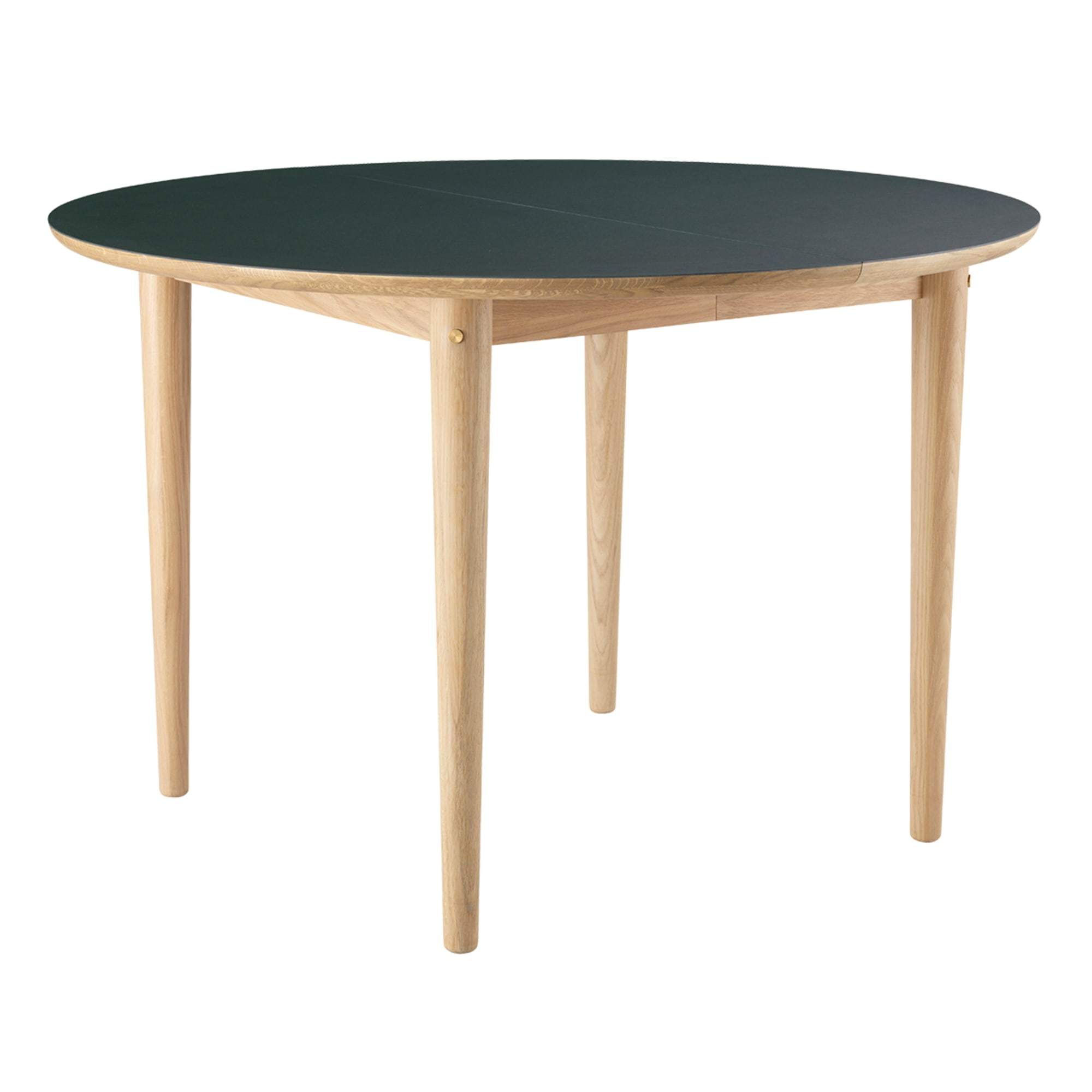 FDB Møbler C62E matbord med extrakt, ek/mörkgrön linoleum