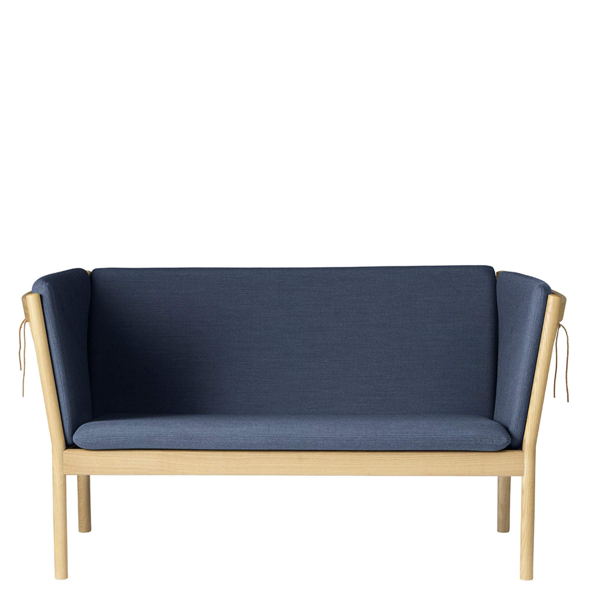FDB Møbler J148 2- person soffa, ek, mörkblå tyg
