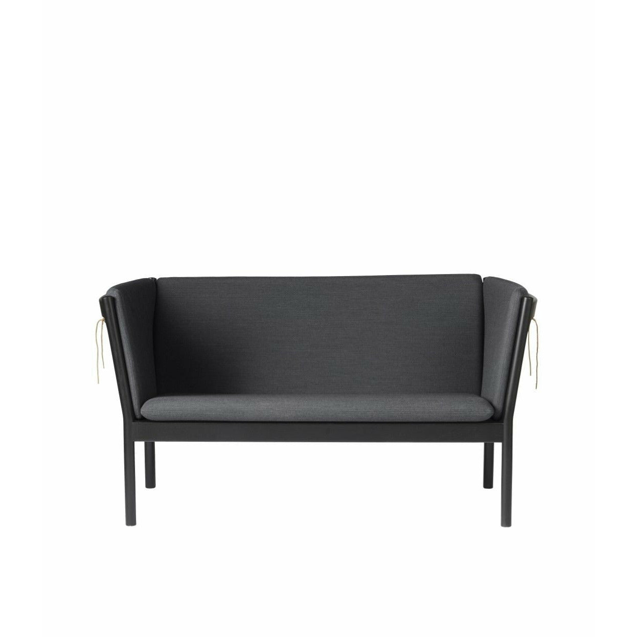 FDB Møbler J148 2-personers soffa svart lackerad ek, mörkgrå tyg