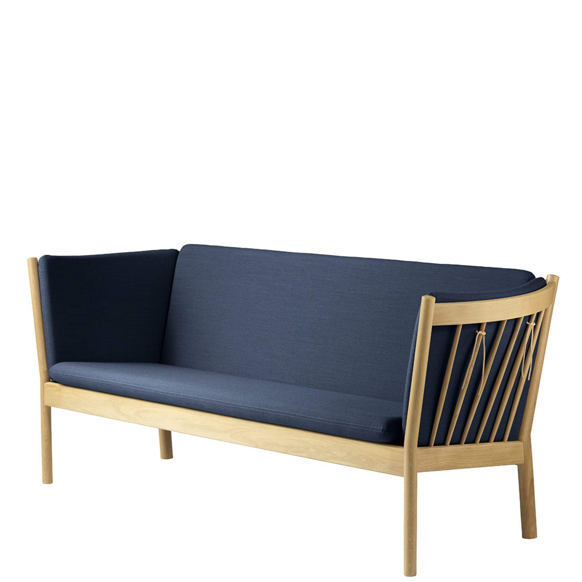 FDB Møbler J149 3- person soffa, ek, mörkblå tyg