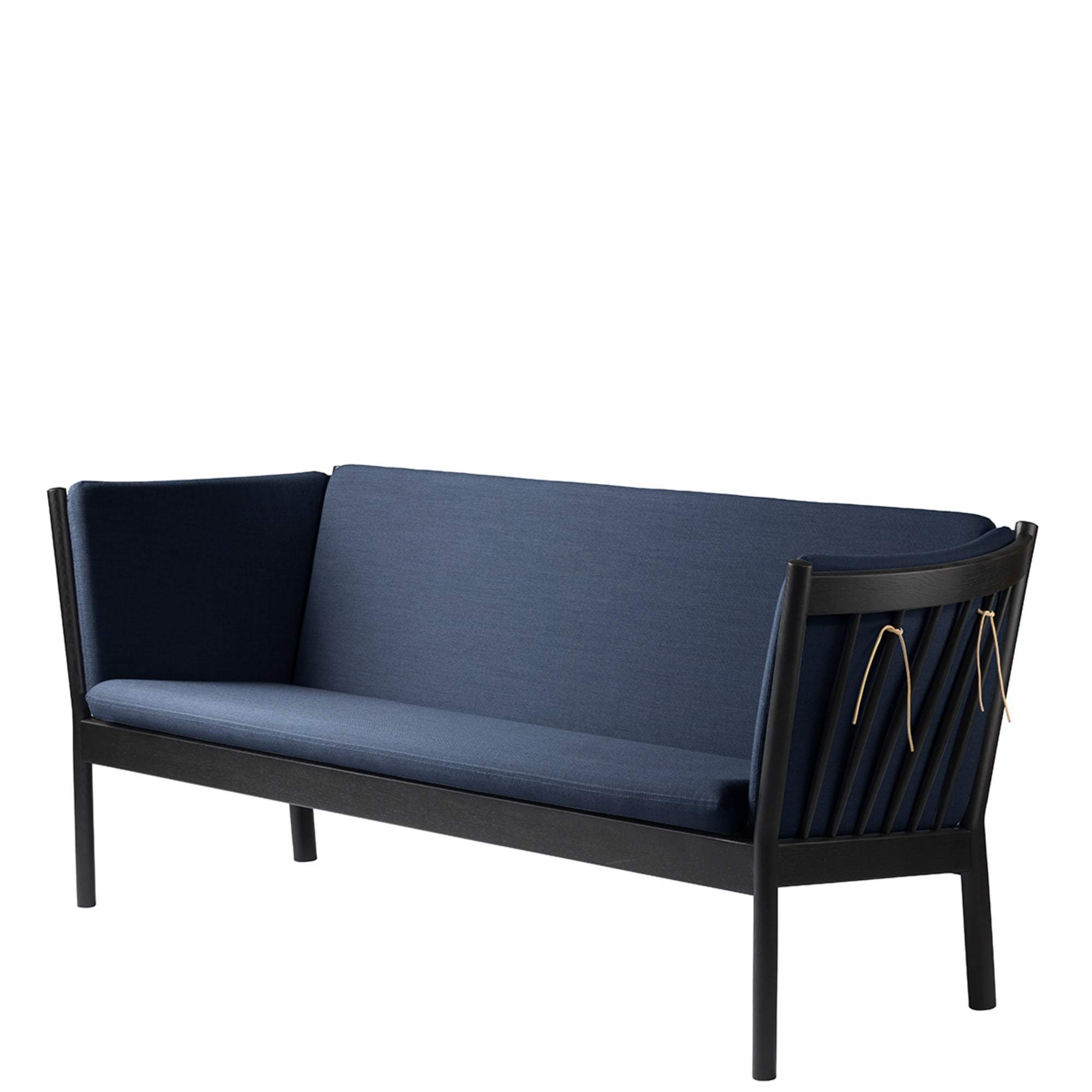 FDB Møbler J149 3- person soffa, svart ek, mörkblå tyg
