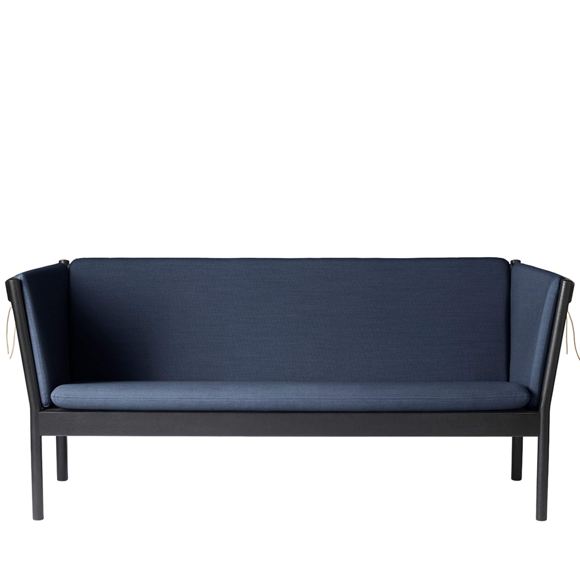 FDB Møbler J149 3- person soffa, svart ek, mörkblå tyg
