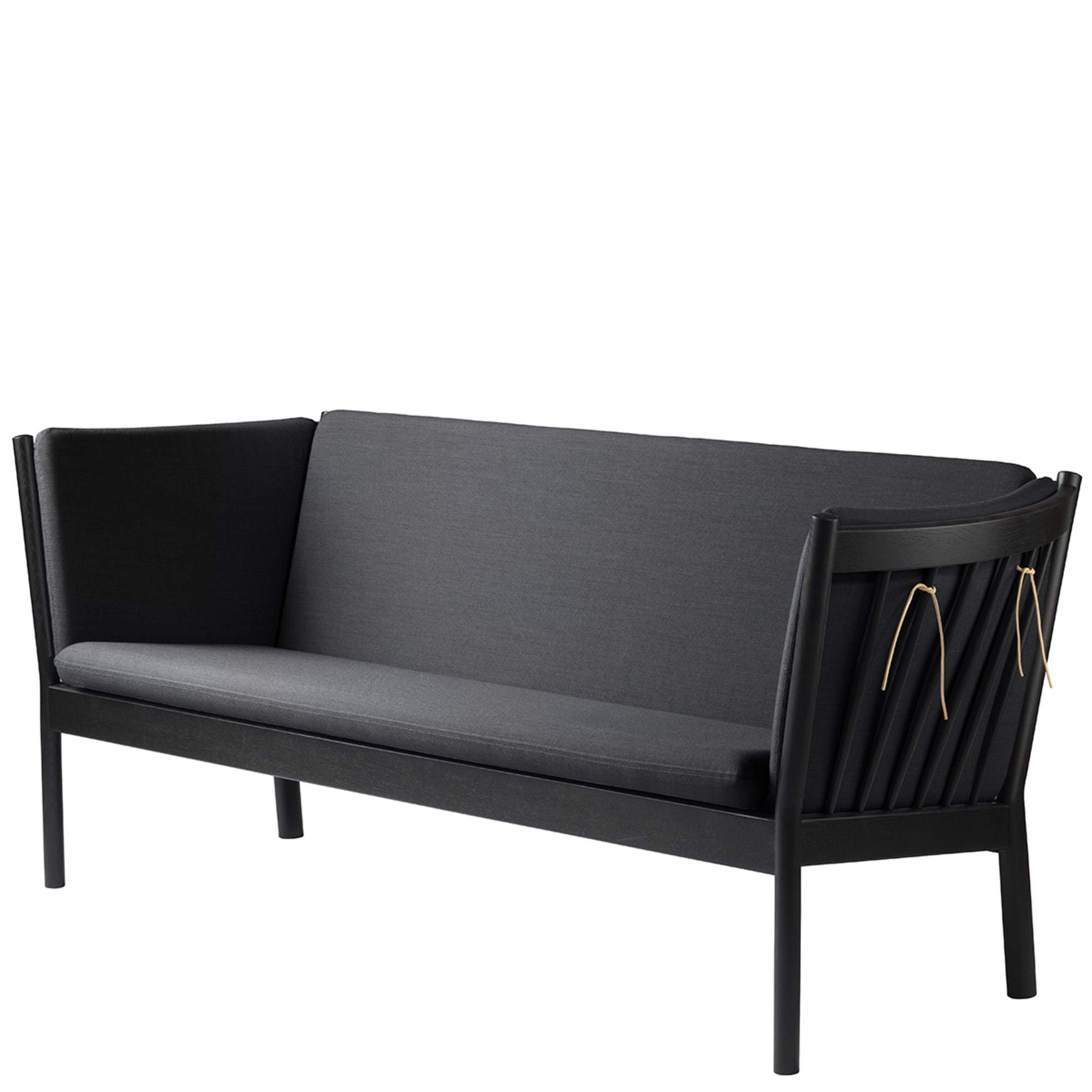 FDB Møbler J149 3-person soffa, svart ek, mörkgrå tyg