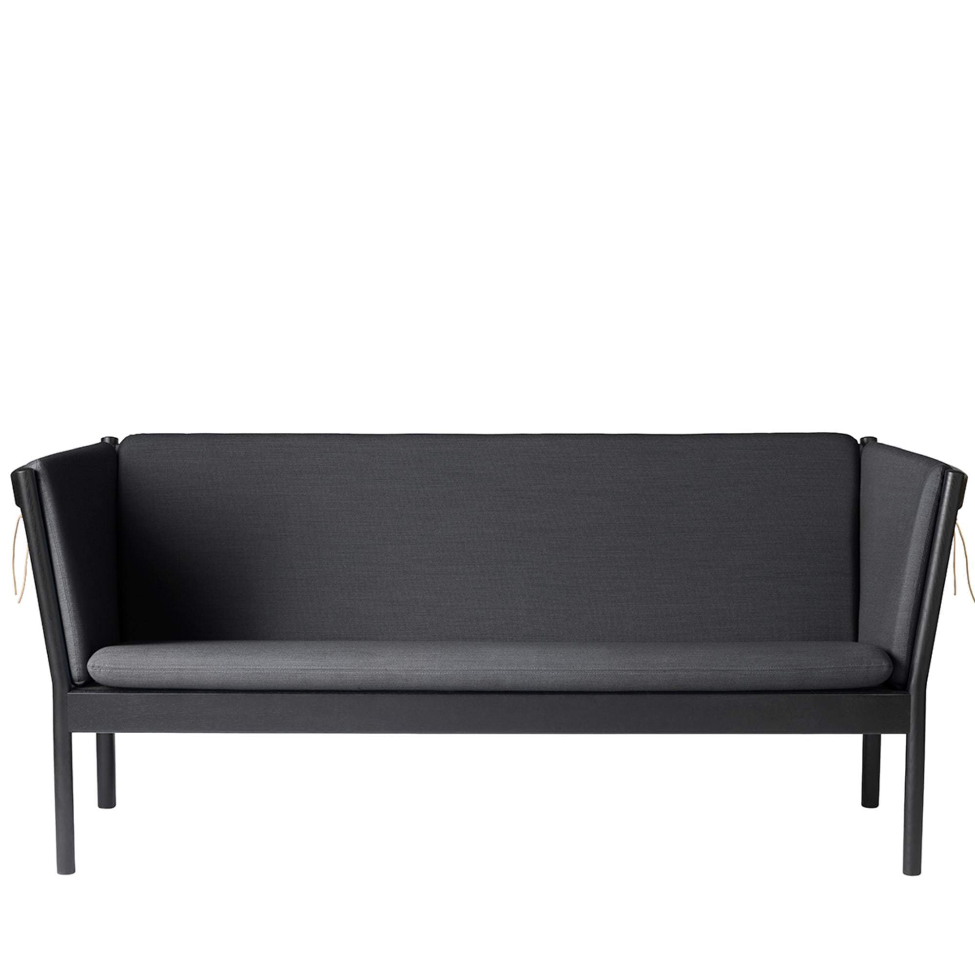 FDB Møbler J149 3-person soffa, svart ek, mörkgrå tyg
