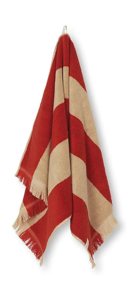Ferm Living Alee handduk 50x100 cm, lätt kamel/röd