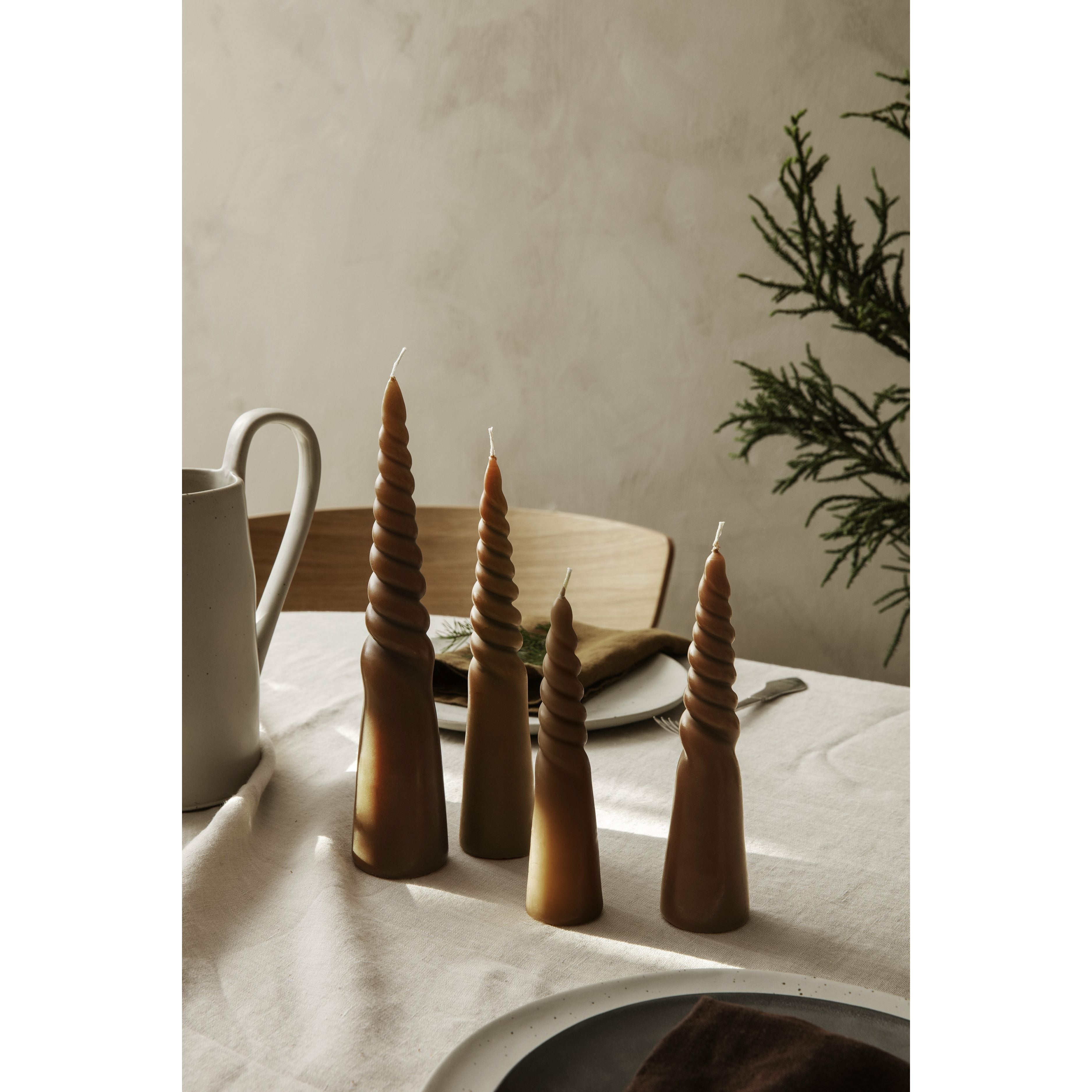 Ferm Living Twisted Candles 4 Pieces, Amber