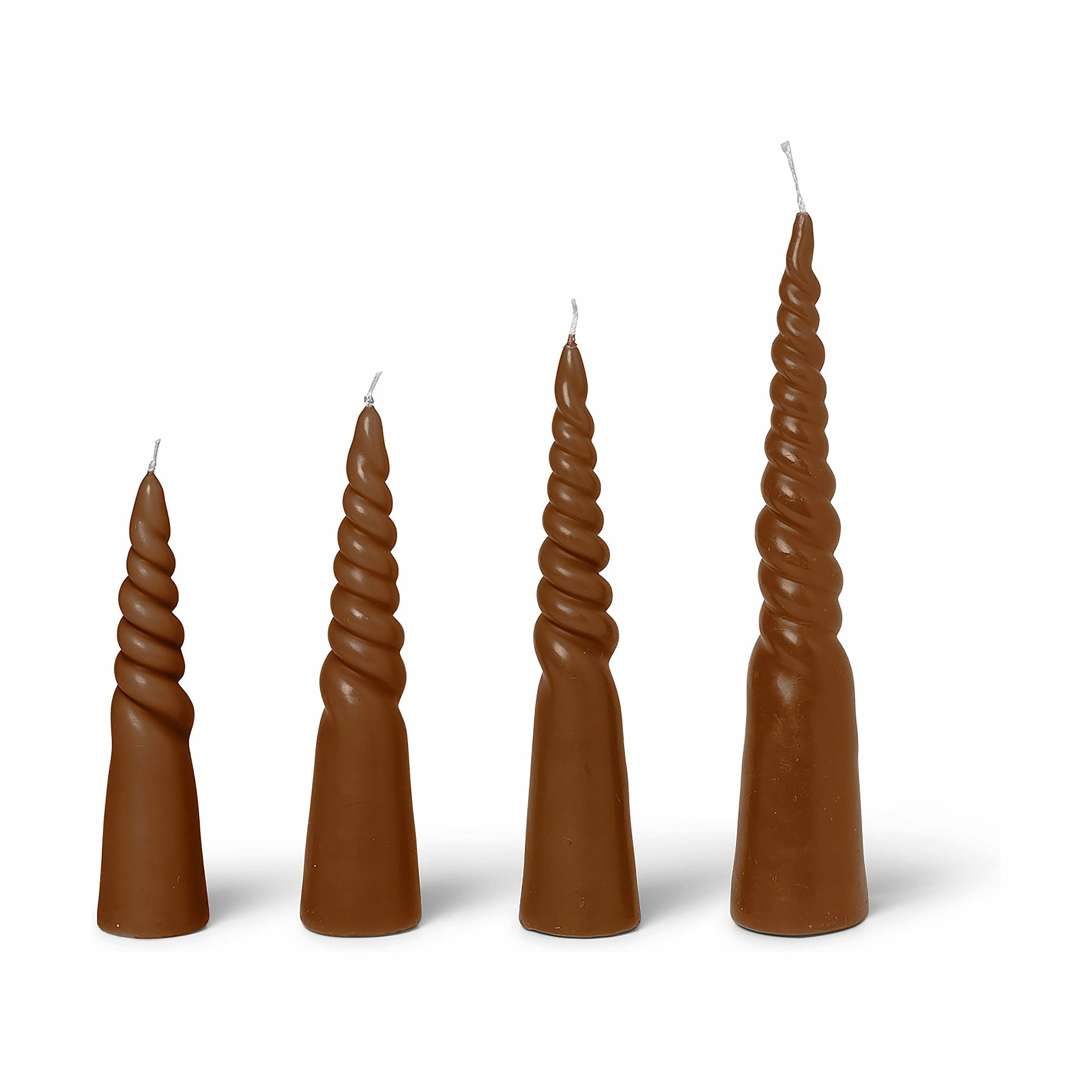 Ferm Living Twisted Candles 4 Pieces, Amber