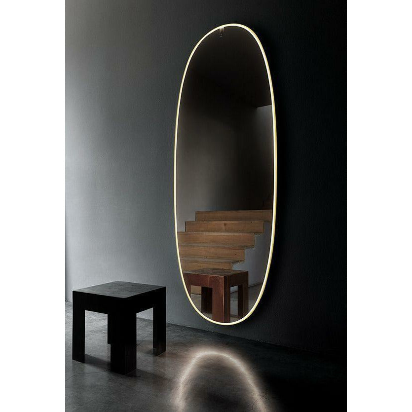 FLOS LA Plus Bele Wall Mirror med lätt, polerad aluminium