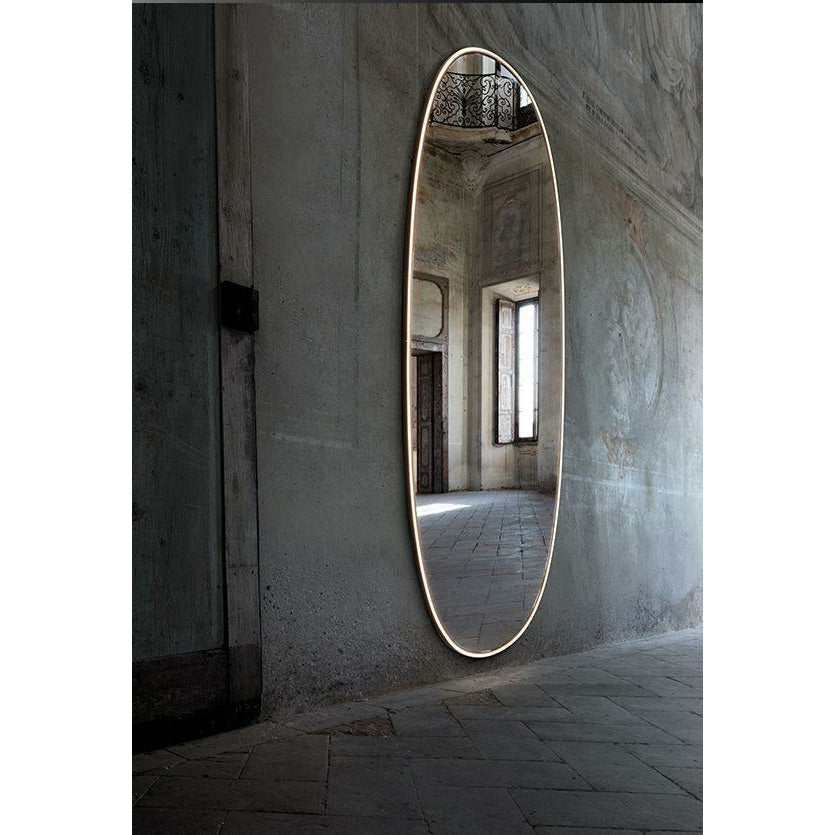 FLOS LA Plus Bele Wall Mirror med lätt, polerad aluminium
