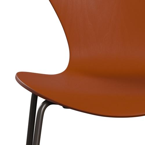 Fritz Hansen 3107 Shell Chair, Brown Bronze/Colored Ask Paradise Orange