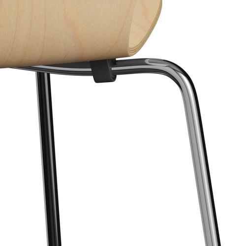 Fritz Hansen 3107 Shell Chair, Chromed Steel/Maple Lackered Veneer