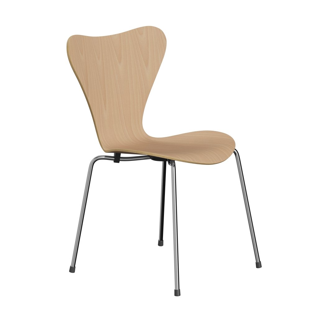 Fritz Hansen 3107 Shell Chair, Chromed Steel/Beech Lackered Veneer