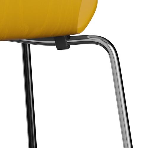 Fritz Hansen 3107 skalstol, kromat stål/färgat frågar sant gul