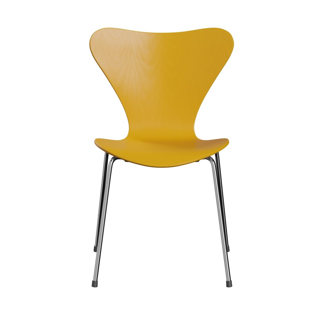 Fritz Hansen 3107 Skalstol, Forkromet Stål/Farvet Ask True Yellow