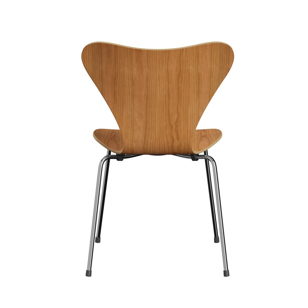 Fritz Hansen 3107 Shell Chair, Chromed Steel/Cherry Lackered Veneer