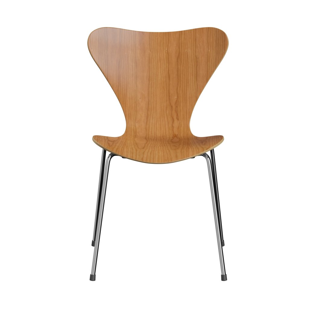 Fritz Hansen 3107 Shell Chair, Chromed Steel/Cherry Lackered Veneer