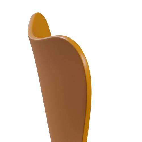 Fritz Hansen 3107 skalstol, kromad stål/lackerad bränd gul