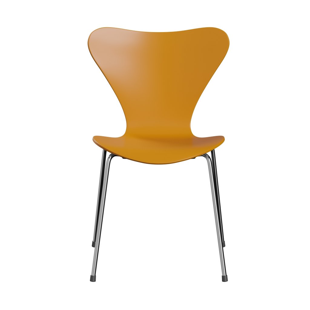 Fritz Hansen 3107 Skalstol, Forkromet Stål/Lakeret Burnt Yellow