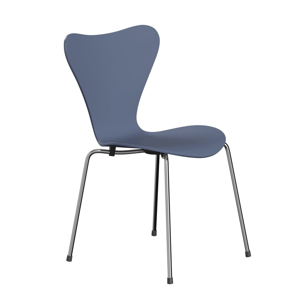 Fritz Hansen 3107 Skalstol, Forkromet Stål/Lakeret Dusk Blue