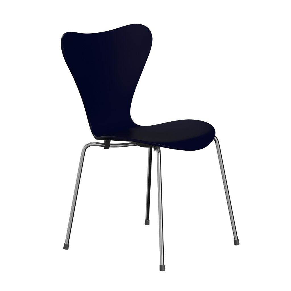 Fritz Hansen 3107 Skalstol, Forkromet Stål/Lakeret Midnight Blue