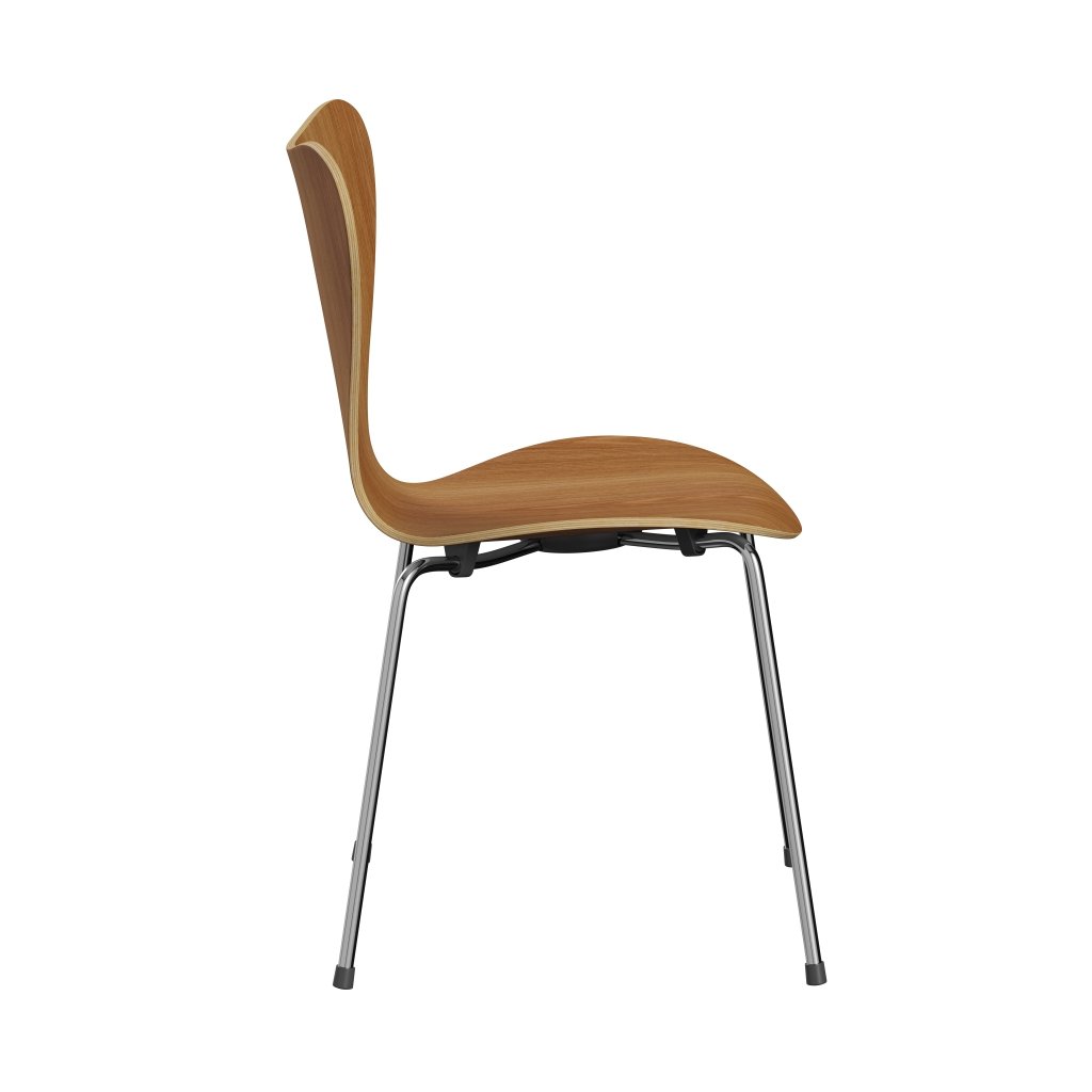 Fritz Hansen 3107 Shell Chair, Chromed Steel/Elm Lackered Veneer