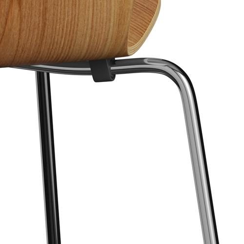 Fritz Hansen 3107 Shell Chair, Chromed Steel/Elm Lackered Veneer