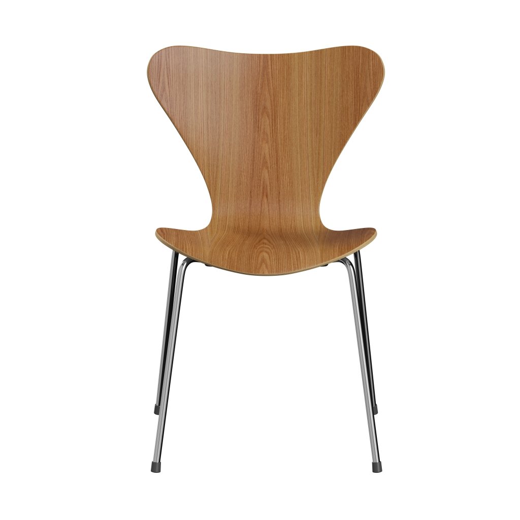 Fritz Hansen 3107 Skalstol, Forkromet Stål/Elm Lakeret Finér