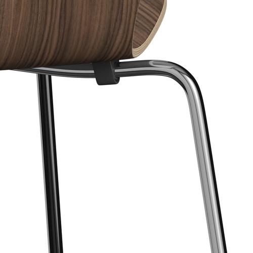 Fritz Hansen 3107 Shell Chair, Chromed Steel/Walnut Lackered Veneer